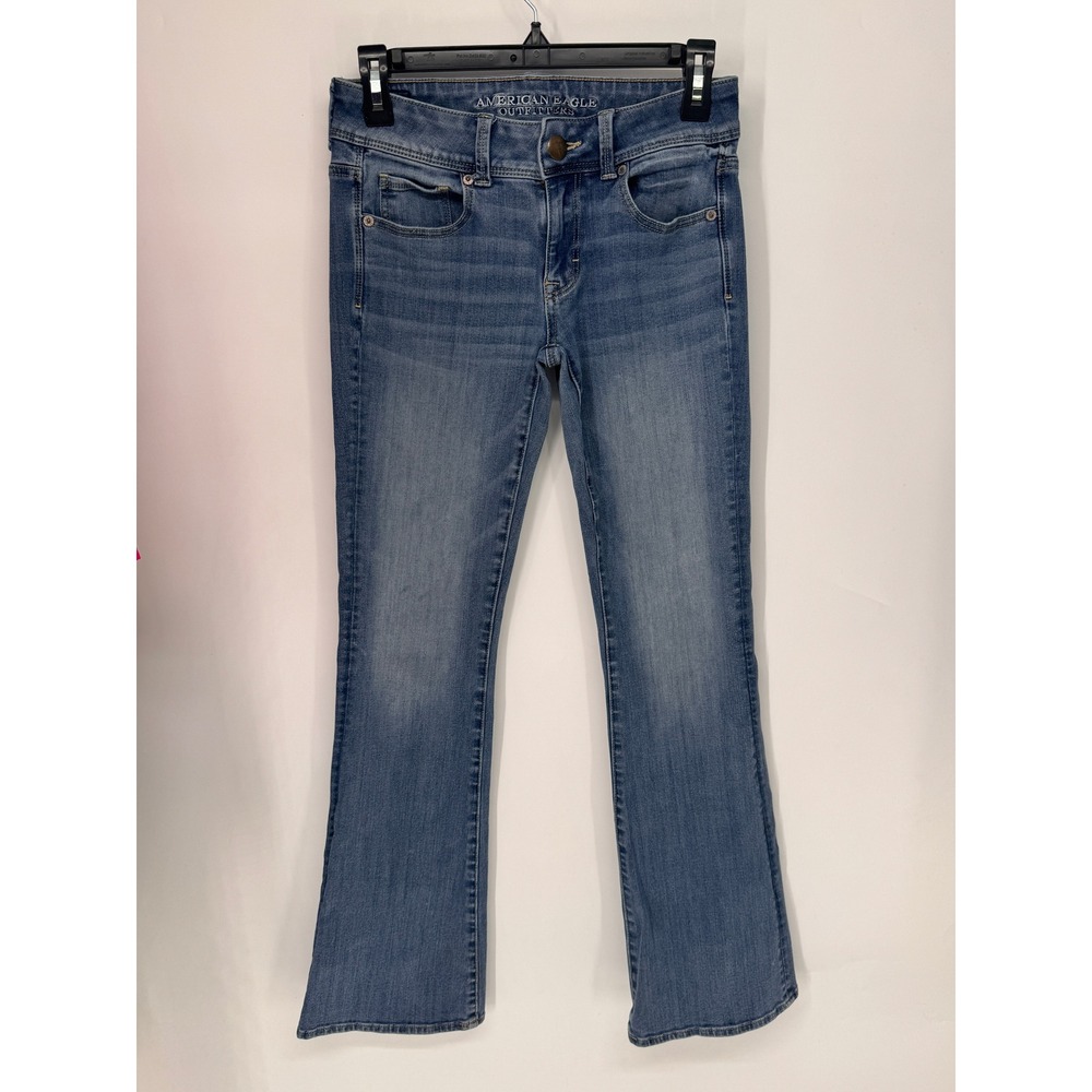 American Eagle Jeans Women 2 Blue Kick Boot Mid Rise Stretch Denim Flare